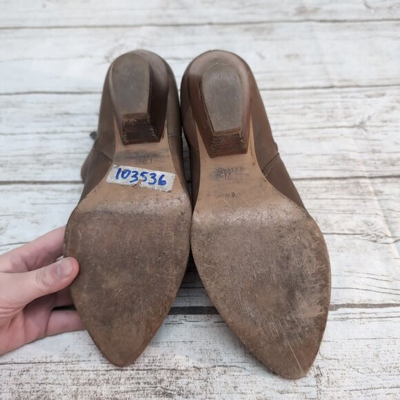 Frye Brown Leather Ash Western Style Ankle Stack Heel Boots Women Size 9 - Picture 9 of 9